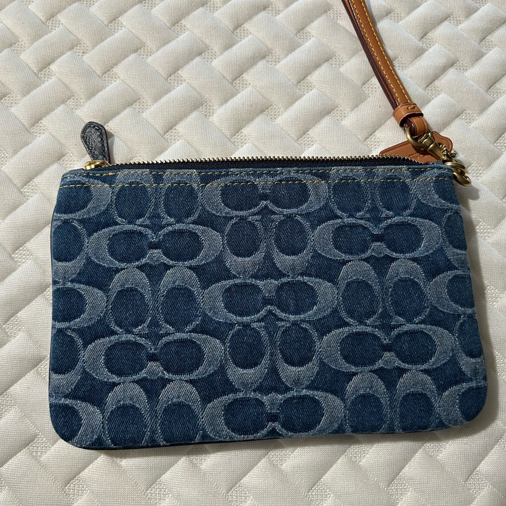 Coach Denim Signature Wristlet